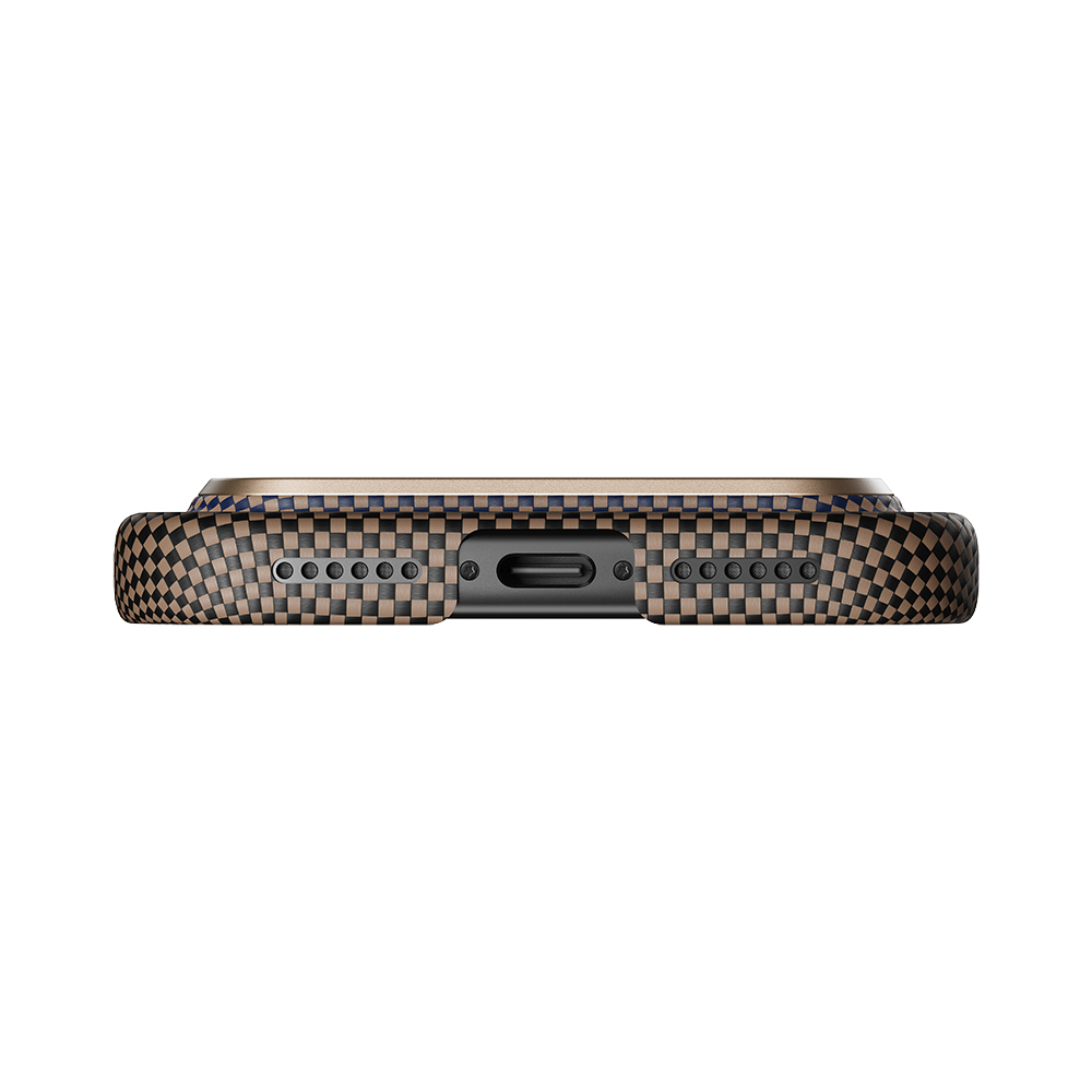 Apple iPhone 17 Pro Kılıf M-safe Şarj Özellikli Aramid Fiber Pitaka Tactile Woven Sunset-Moonrise Serisi Sunset Kapak - 11