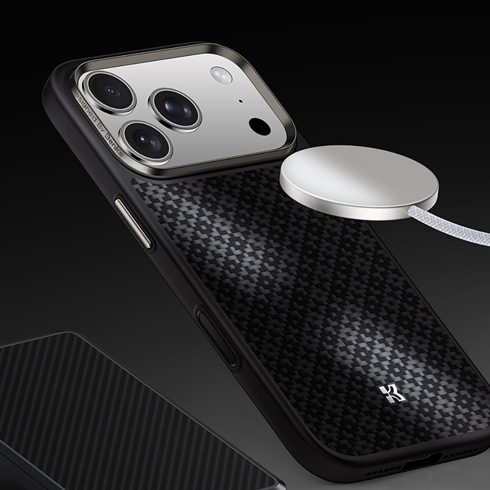 Apple iPhone 17 Pro Kılıf M-Safe Şarj Özellikli Benks ArmorPro ArmorGrid Serisi Kevlar Kapak - 13
