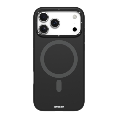 Apple iPhone 17 Pro Kılıf M-Safe Şarj Özellikli Kamera Standlı Youngkit Gel Cream Serisi Kapak Siyah