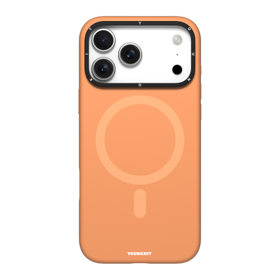 Apple iPhone 17 Pro Kılıf M-Safe Şarj Özellikli Kamera Standlı Youngkit Gel Cream Serisi Kapak Turuncu