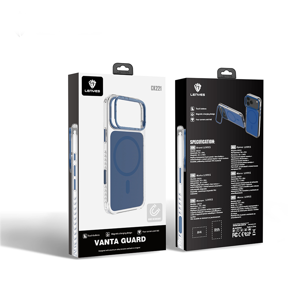 Apple iPhone 17 Pro Kılıf M-safe Şarj Özellikli Metal Kamera Çerçeveli Airbag Tasarımlı Lenyes CK221 Sert PC Kapak - 13