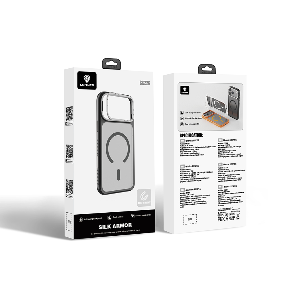 Apple iPhone 17 Pro Kılıf M-safe Şarj Özellikli Metal Kamera Standlı Lenyes CK226 PC Kapak - 6