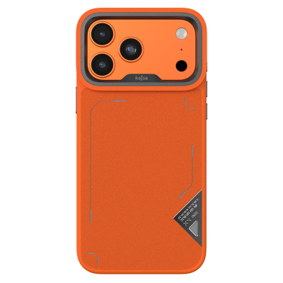 Apple iPhone 17 Pro Kılıf M-safe Şarj Özellikli O-Ring Metal Kamera Çerçeveli Kajsa Matrix Collection Kapak Turuncu-Gri