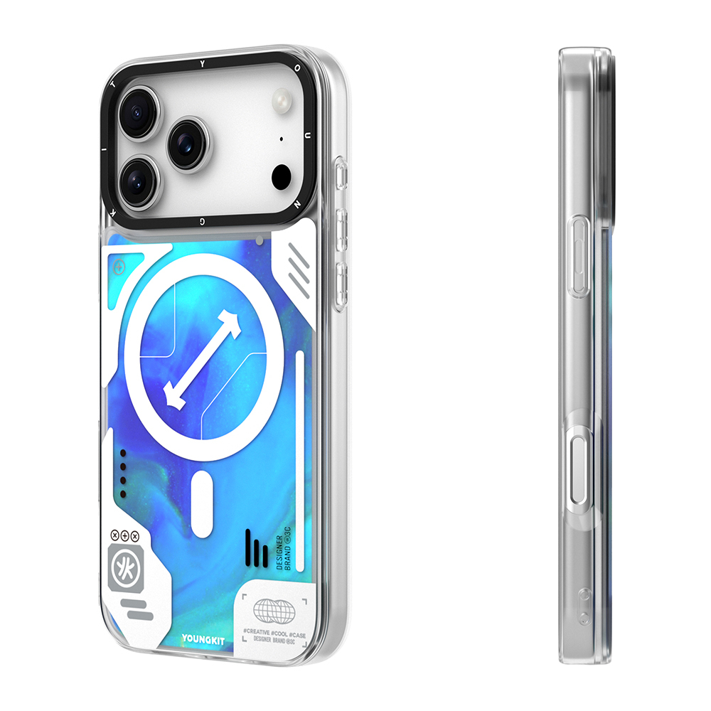 Apple iPhone 17 Pro Kılıf M-safe Şarj Özellikli Parlak Kumlu Sıvılı Tasarımlı Galaxy Fantasy Serisi Kapak - 10