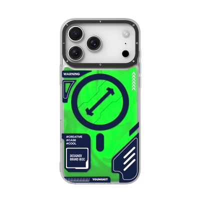 Apple iPhone 17 Pro Kılıf M-safe Şarj Özellikli Parlak Kumlu Sıvılı Tasarımlı Galaxy Fantasy Serisi Kapak Yeşil