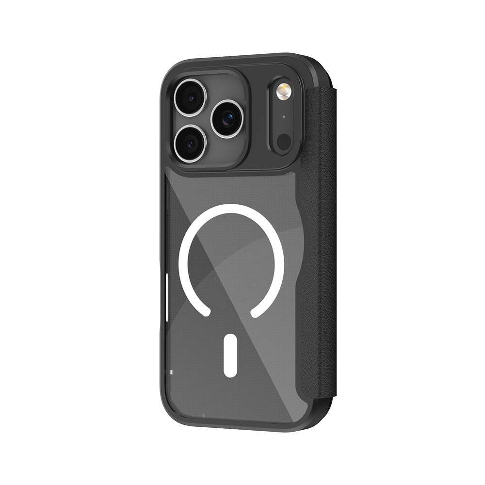 Apple iPhone 17 Pro Kılıf M-Safe Şarj Özellikli Raptic Air Folio Şeffaf Kartlıklı Kapaklı Kılıf - 10