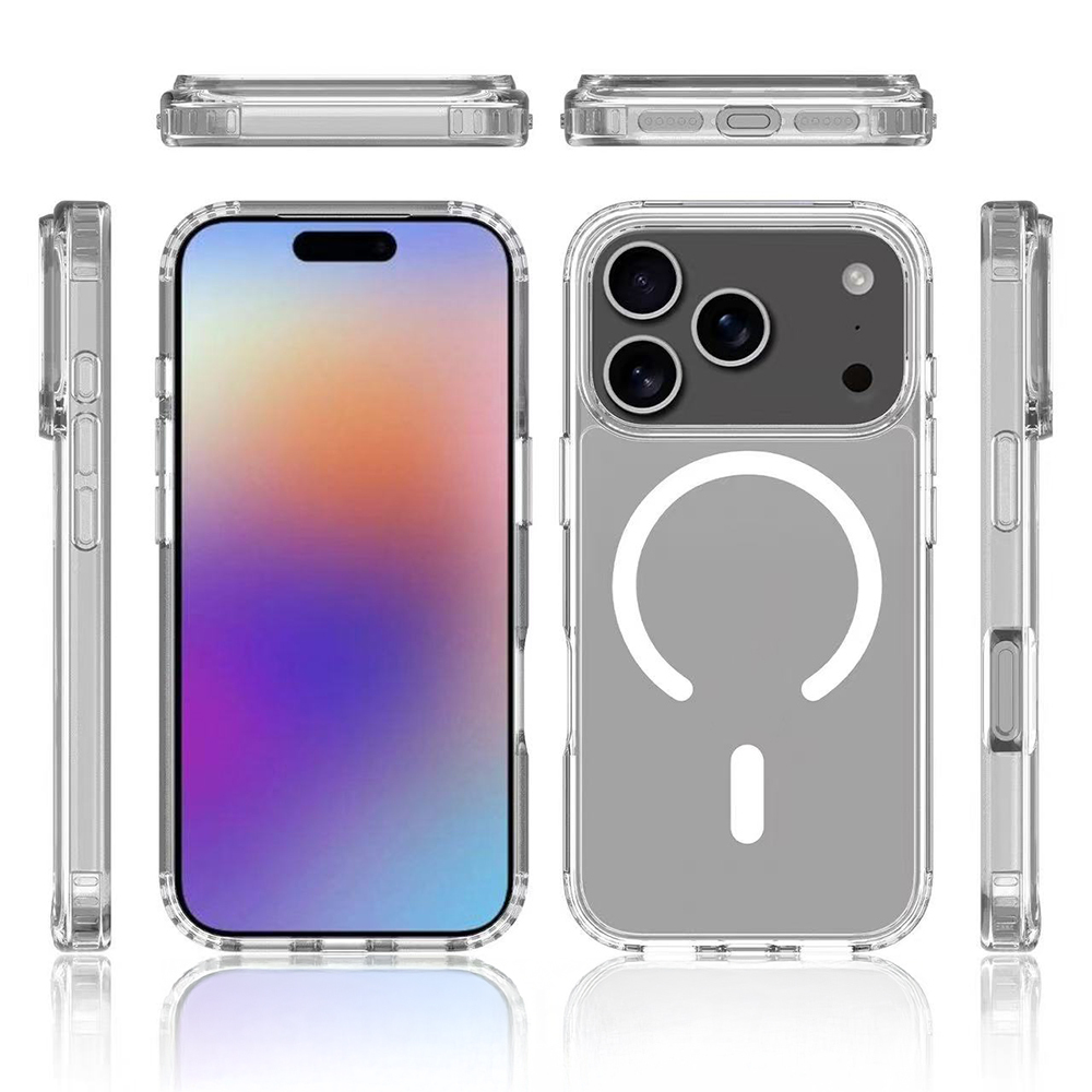 Apple iPhone 17 Pro Kılıf M-safe Şarj Özellikli Şeffaf Sert PC Zore Embos Kapak - 4