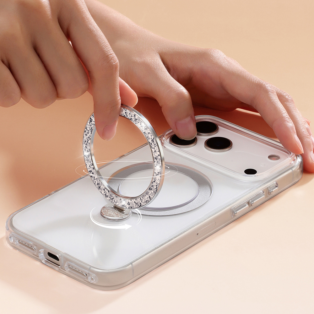 Apple iPhone 17 Pro Kılıf M-safe Şarj Özellikli Simli Standlı Pynana Dancing Circle Trendy Serisi Kapak - 12