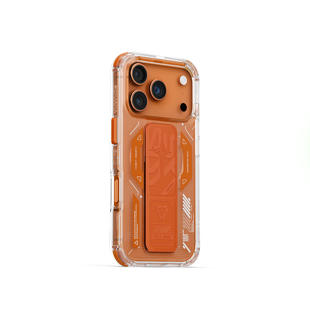 Apple iPhone 17 Pro Kılıf M-safe Şarj Özellikli Teknoloji Desenli Skinarma Helio Mag Charge Standlı Kapak - 4