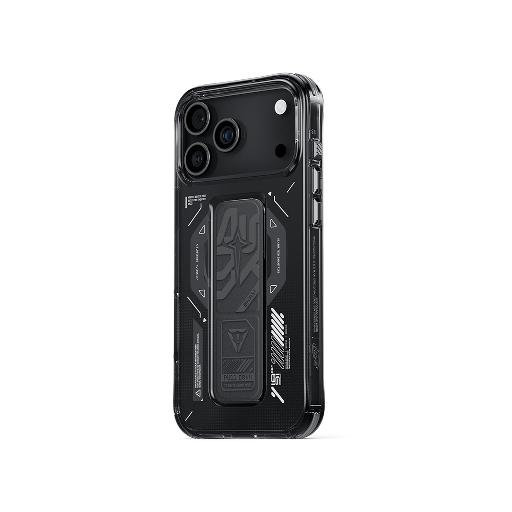 Apple iPhone 17 Pro Kılıf M-safe Şarj Özellikli Teknoloji Desenli Skinarma Helio Mag Charge Standlı Kapak - 10