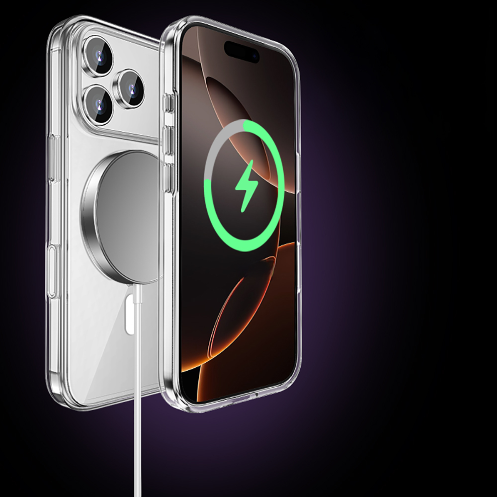 Apple iPhone 17 Pro Kılıf M-safe Şarj Özellikli Transparan Sert PC Wlons Pita Kapak - 10