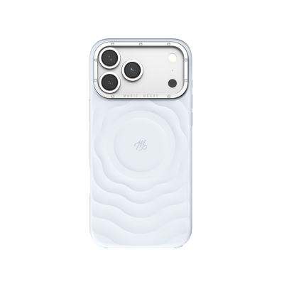 Apple iPhone 17 Pro Kılıf M-safe Şarj Özellikli Wiwu Magic Merry Blossom Drift Serisi Kapak Mavi