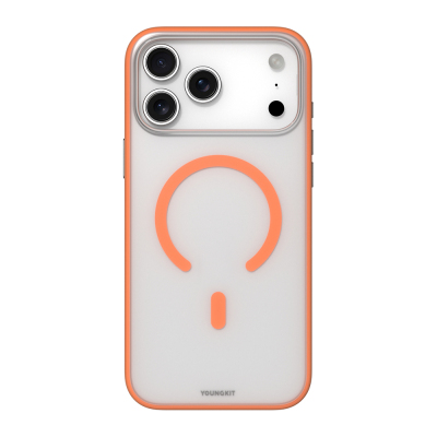 Apple iPhone 17 Pro Kılıf M-safe Şarj Özellikli Youngkit Clear Serisi Kapak Turuncu