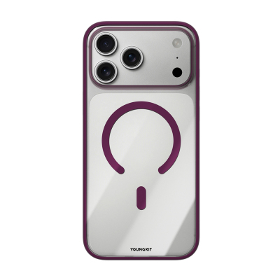 Apple iPhone 17 Pro Kılıf M-safe Şarj Özellikli Youngkit Clear Serisi Kapak Bordo