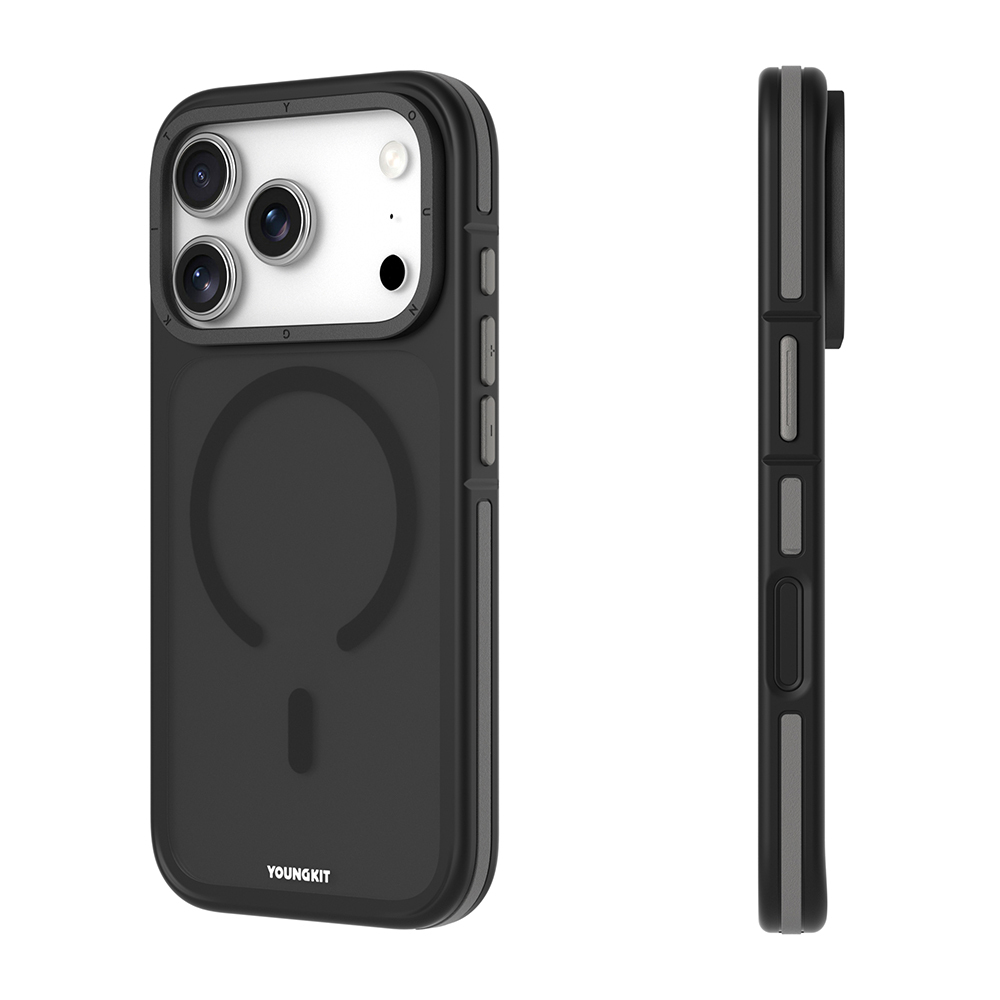 Apple iPhone 17 Pro Kılıf M-safe Şarj Özellikli Youngkit Rock Sand Serisi Kapak - 8