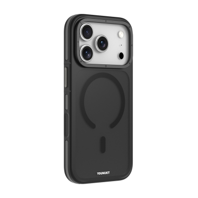 Apple iPhone 17 Pro Kılıf M-safe Şarj Özellikli Youngkit Rock Sand Serisi Kapak Siyah