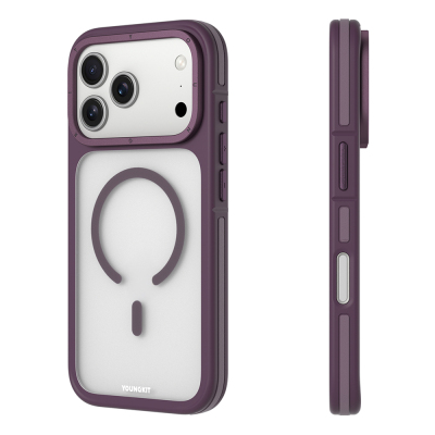 Apple iPhone 17 Pro Kılıf M-safe Şarj Özellikli Youngkit Rock Sand Serisi Kapak Bordo