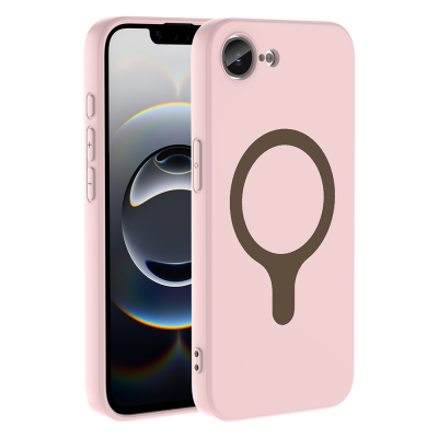 Apple iPhone 17 Pro Kılıf M-Safe Şarj Özellikli Zore Aris Silikon Kapak Açık Pembe