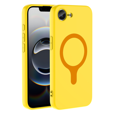 Apple iPhone 17 Pro Kılıf M-Safe Şarj Özellikli Zore Aris Silikon Kapak Sarı