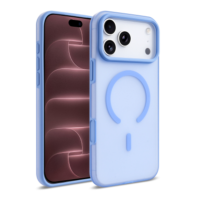 Apple iPhone 17 Pro Kılıf M-safe Şarj Özellikli Zore Kuin Kapak Mavi