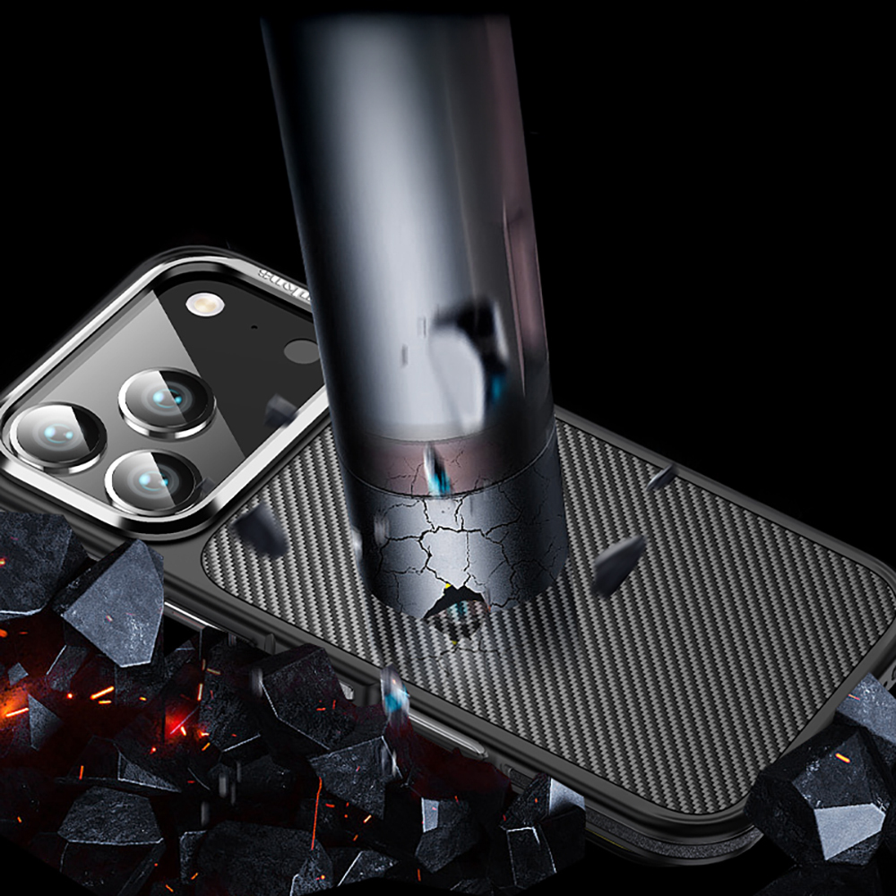 Apple iPhone 17 Pro Kılıf Mat Transparan Karbon Fiber Görünümlü Wlons Marin Kapak - 14