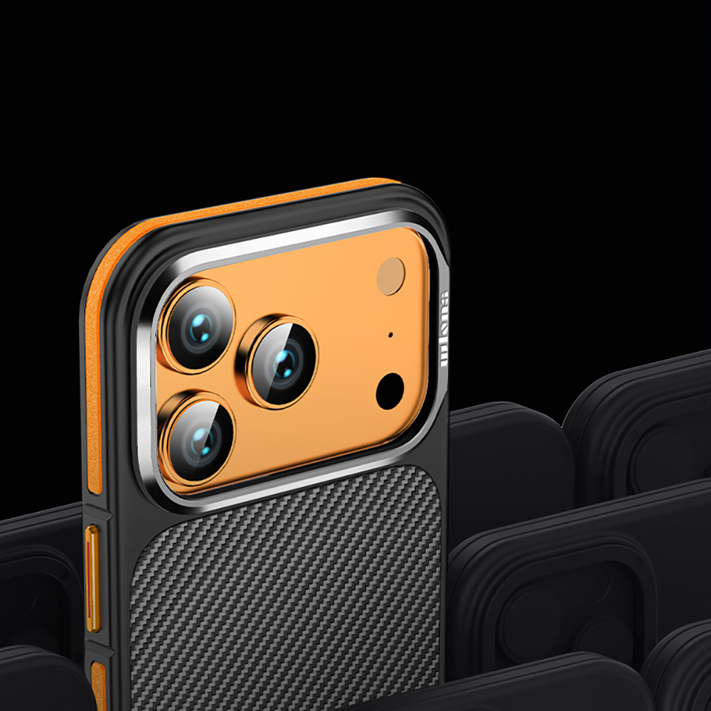 Apple iPhone 17 Pro Kılıf Mat Transparan Karbon Fiber Görünümlü Wlons Marin Kapak - 15