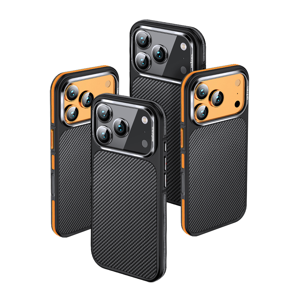 Apple iPhone 17 Pro Kılıf Mat Transparan Karbon Fiber Görünümlü Wlons Marin Kapak - 10