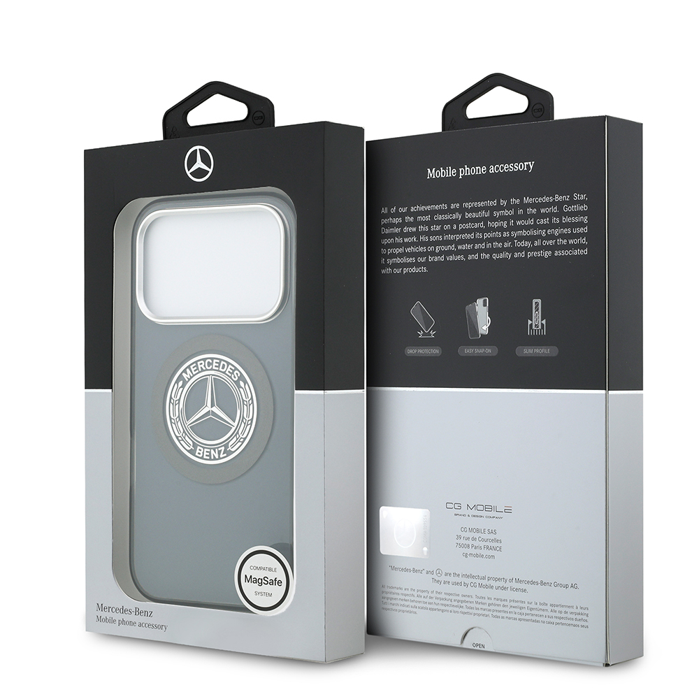 Apple iPhone 17 Pro Kılıf Mercedes Benz Orjinal Lisanslı M-safe Şarj Özellikli Çift Katmanlı PC Nostaljik Yıldız Dizayn Kapak - 30