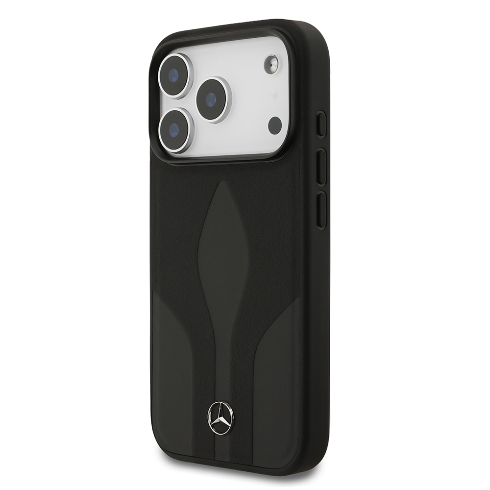 Apple iPhone 17 Pro Kılıf Mercedes Benz Orjinal Lisanslı M-safe Şarj Özellikli Dokulu Desenli Deri Kapak - 3
