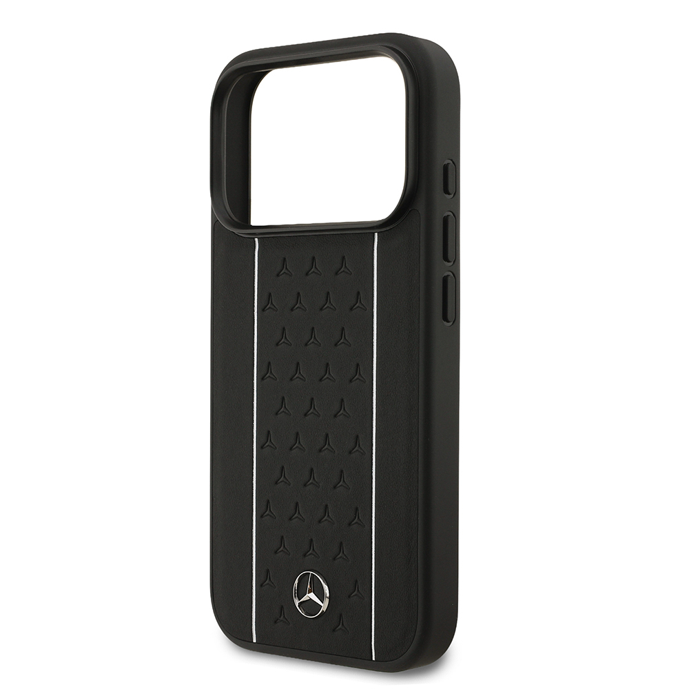Apple iPhone 17 Pro Kılıf Mercedes Benz Orjinal Lisanslı M-safe Şarj Özellikli Şeritli Yıldız Desenli Metal Logolu Deri Kapak - 7