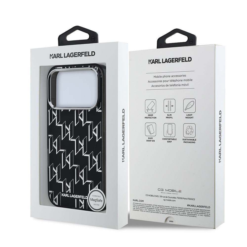 Apple iPhone 17 Pro Kılıf Orjinal Lisanslı M-safe Şarj Özellikli Karl Lagerfeld IML Baskılı Monogram Dizayn Kapak - 9
