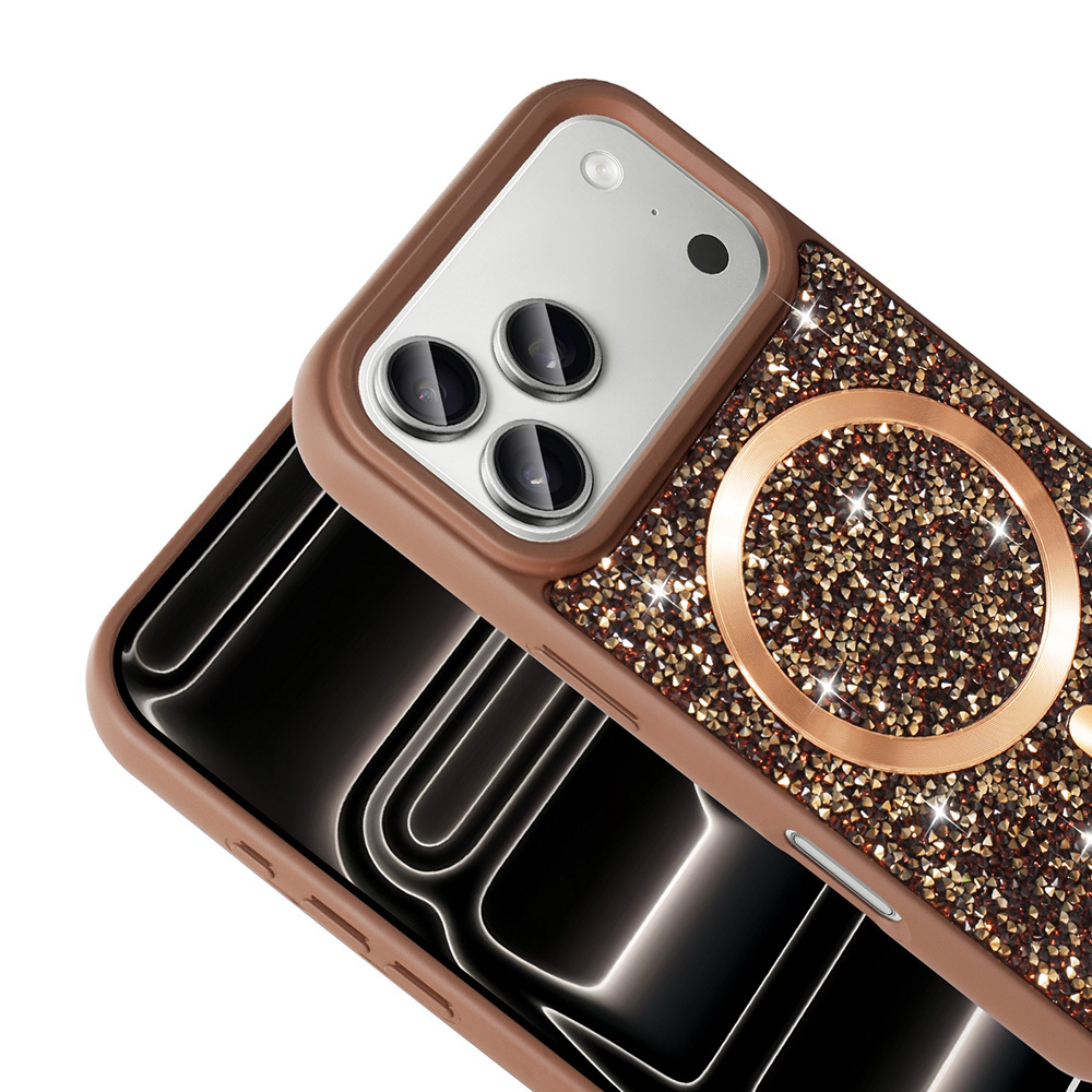 Apple iPhone 17 Pro Kılıf Pırlanta Tasarımlı M-safe Şarj Özellikli Zore Mozaik Silikon Kapak - 8