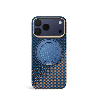 Apple iPhone 17 Pro Kılıf Raptic 2in1 Bundle Kit Aramid Skin Serenity Serisi Stand ve Kapak Lacivert