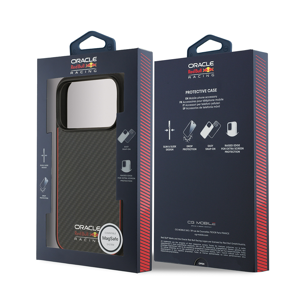 Apple iPhone 17 Pro Kılıf Redbull Orjinal Lisanslı M-safe Şarj Özellikli Karbon Fiber Parlayan Logolu Kevlar Kapak - 9