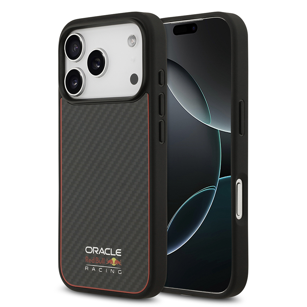 Apple iPhone 17 Pro Kılıf Redbull Orjinal Lisanslı M-safe Şarj Özellikli Karbon Fiber Parlayan Logolu Kevlar Kapak - 2