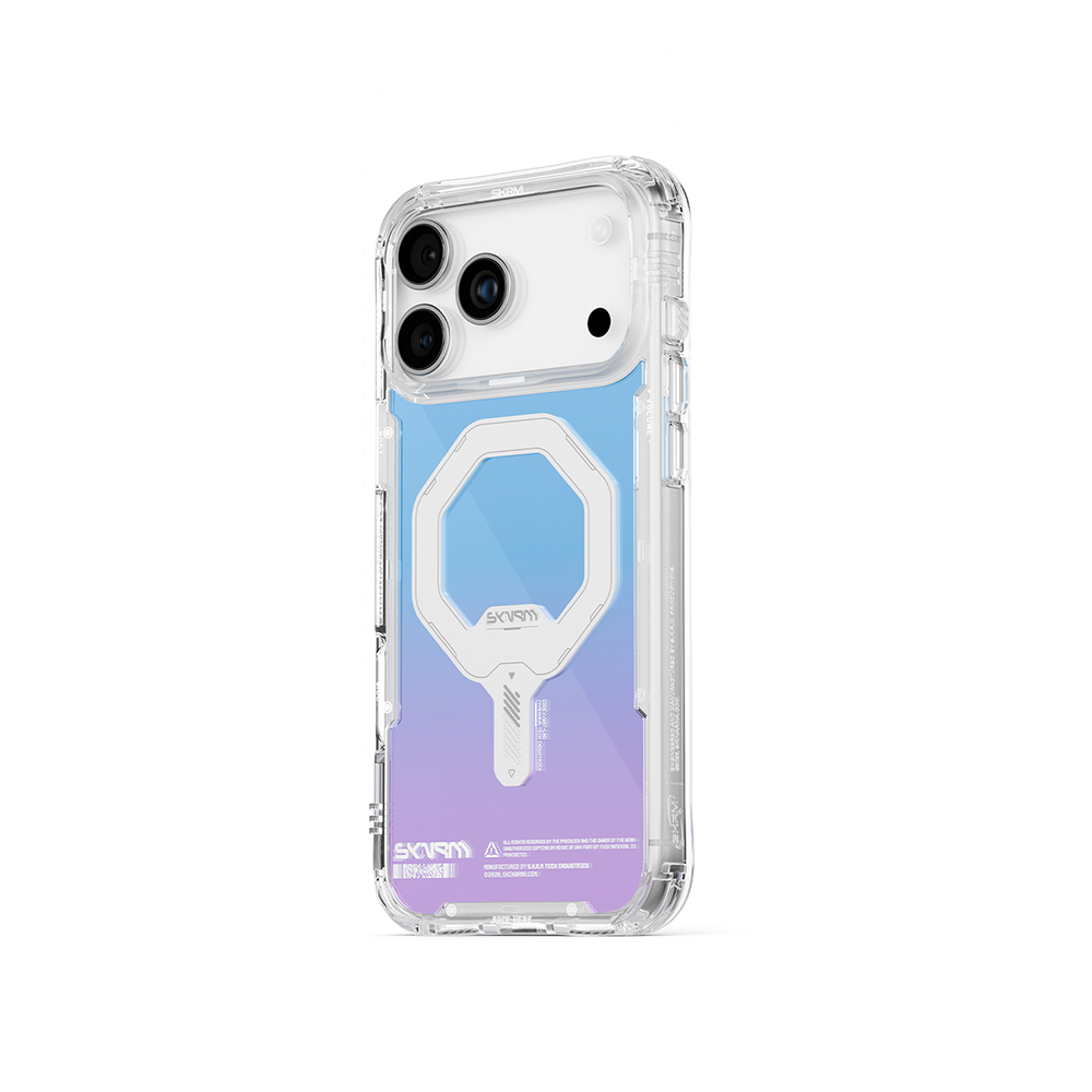 Apple iPhone 17 Pro Kılıf Skinarma M-Safe Şarj Özellikli IML Baskılı Holografik MYST Kapak - 4