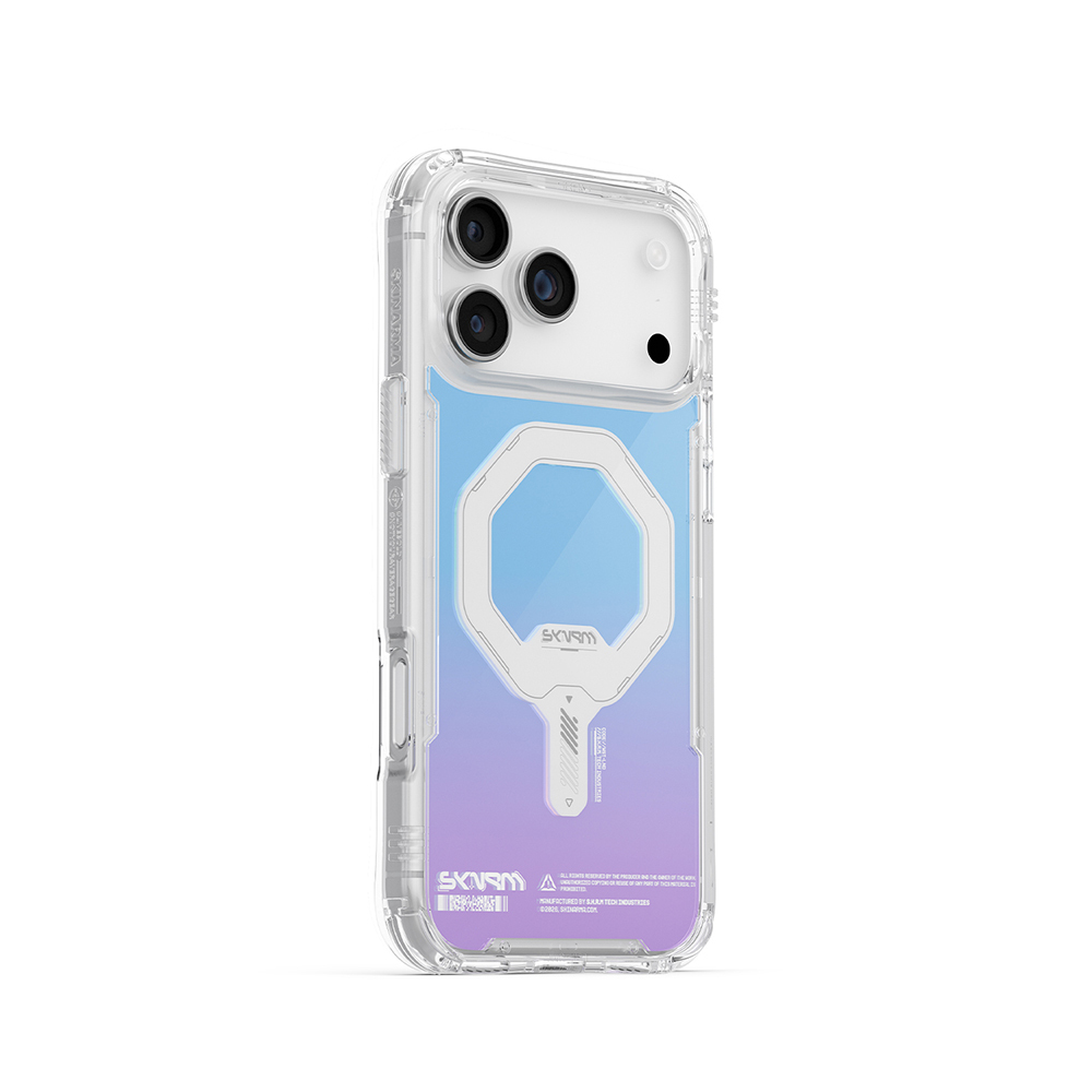 Apple iPhone 17 Pro Kılıf Skinarma M-Safe Şarj Özellikli IML Baskılı Holografik MYST Kapak - 3