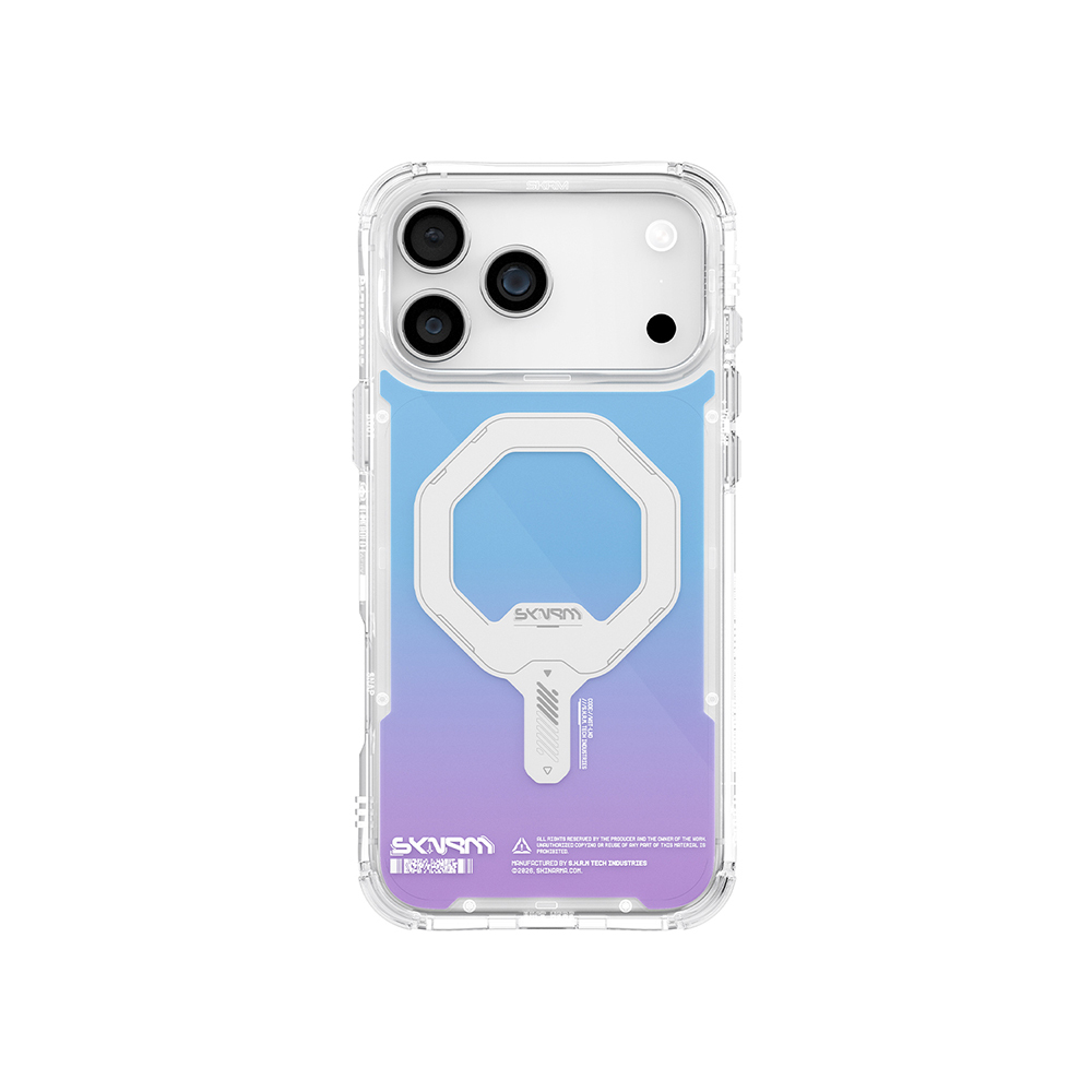 Apple iPhone 17 Pro Kılıf Skinarma M-Safe Şarj Özellikli IML Baskılı Holografik MYST Kapak - 2