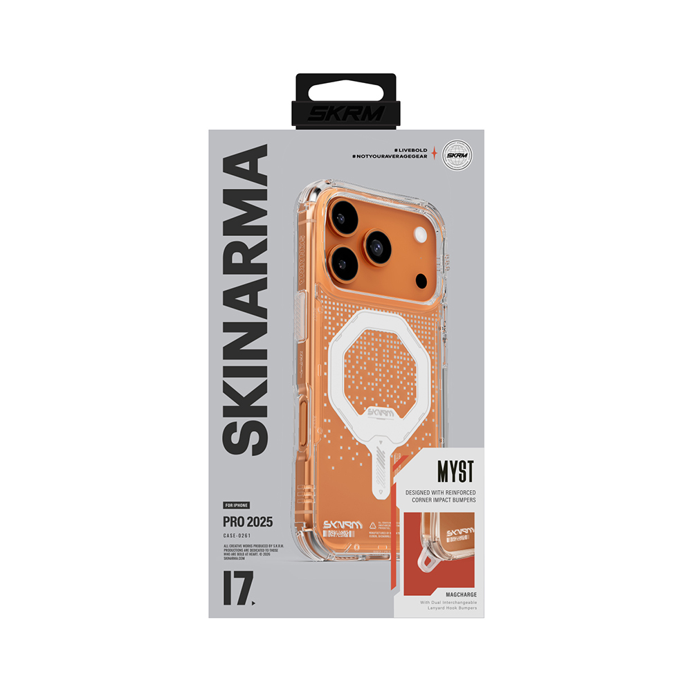 Apple iPhone 17 Pro Kılıf Skinarma M-Safe Şarj Özellikli IML Baskılı Holografik MYST Kapak - 9