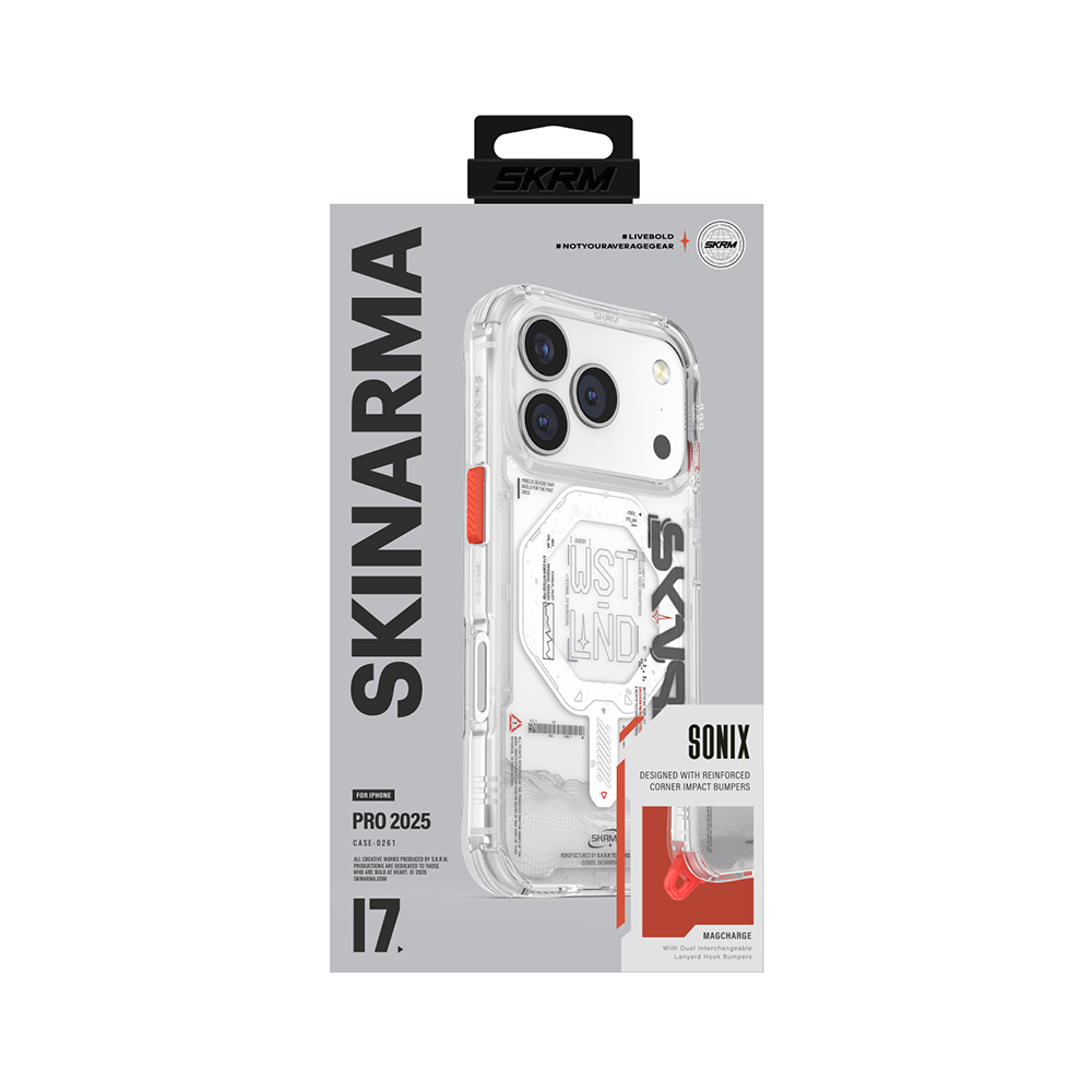 Apple iPhone 17 Pro Kılıf Skinarma M-safe Şarj Özellikli Yazı Desenli Airbag Tasarımlı Sonix Kapak - 11