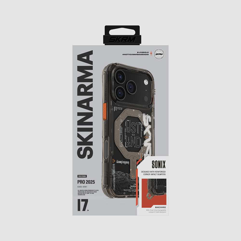 Apple iPhone 17 Pro Kılıf Skinarma M-safe Şarj Özellikli Yazı Desenli Airbag Tasarımlı Sonix Kapak - 12