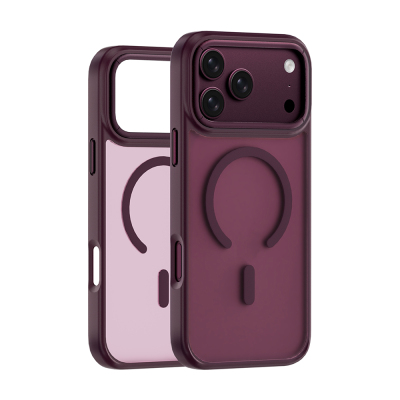 Apple iPhone 17 Pro Kılıf Wiwu FGG-012 ArmorPro Serisi M-safe Şarj Özellikli Parmak İzi Bırakmayan Kılıf Bordo