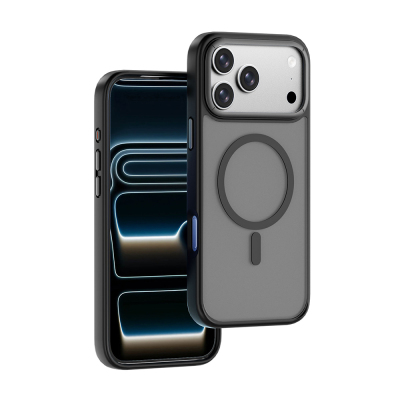 Apple iPhone 17 Pro Kılıf Wiwu FGG-012 ArmorPro Serisi M-safe Şarj Özellikli Parmak İzi Bırakmayan Kılıf Siyah