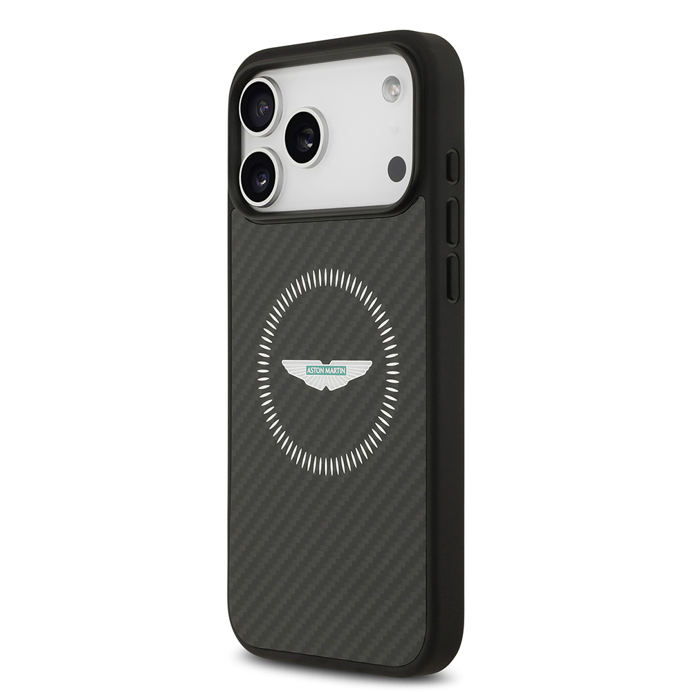 Apple iPhone 17 Pro Max Case Aston Martin Original Licensed M-Safe Charging Feature Carbon Fiber Kevlar Cover - 3