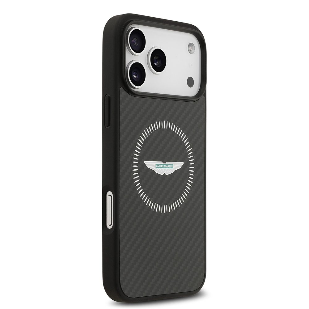 Apple iPhone 17 Pro Max Case Aston Martin Original Licensed M-Safe Charging Feature Carbon Fiber Kevlar Cover - 5
