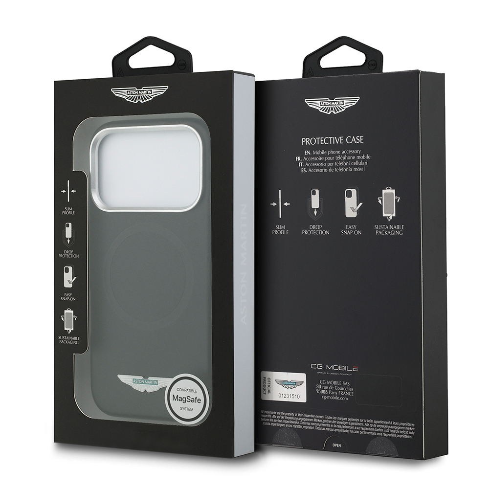 Apple iPhone 17 Pro Max Case Aston Martin Original Licensed M-Safe Charging Feature Metal Logo PU Leather Cover - 9