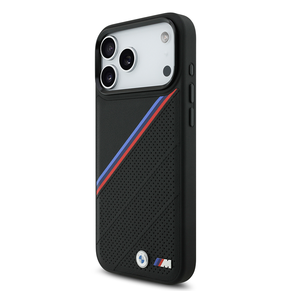 Apple iPhone 17 Pro Max Case BMW Original Licensed M-Safe Charging Feature M Logo Three Stripe Perforated Leather Cover - 4