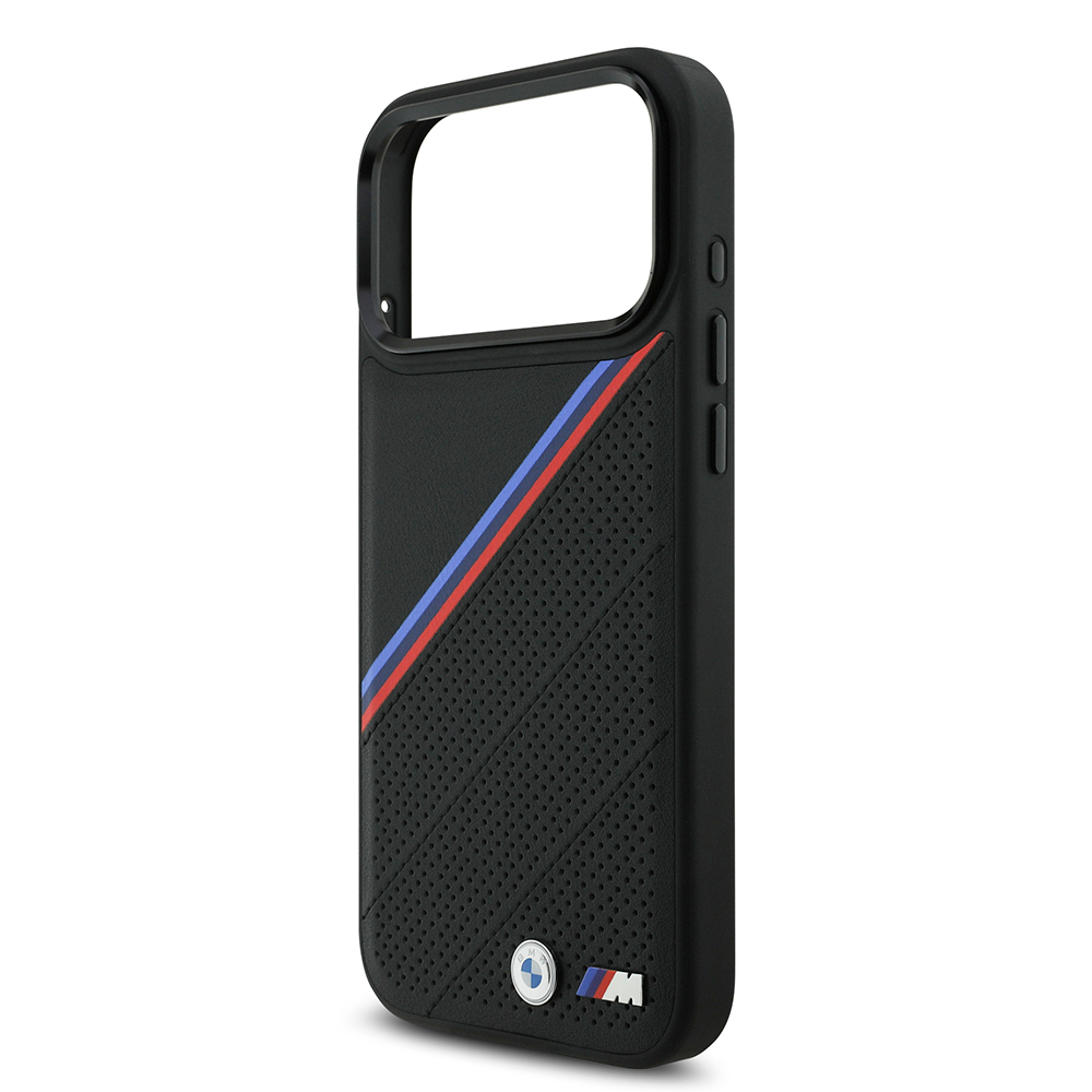 Apple iPhone 17 Pro Max Case BMW Original Licensed M-Safe Charging Feature M Logo Three Stripe Perforated Leather Cover - 8