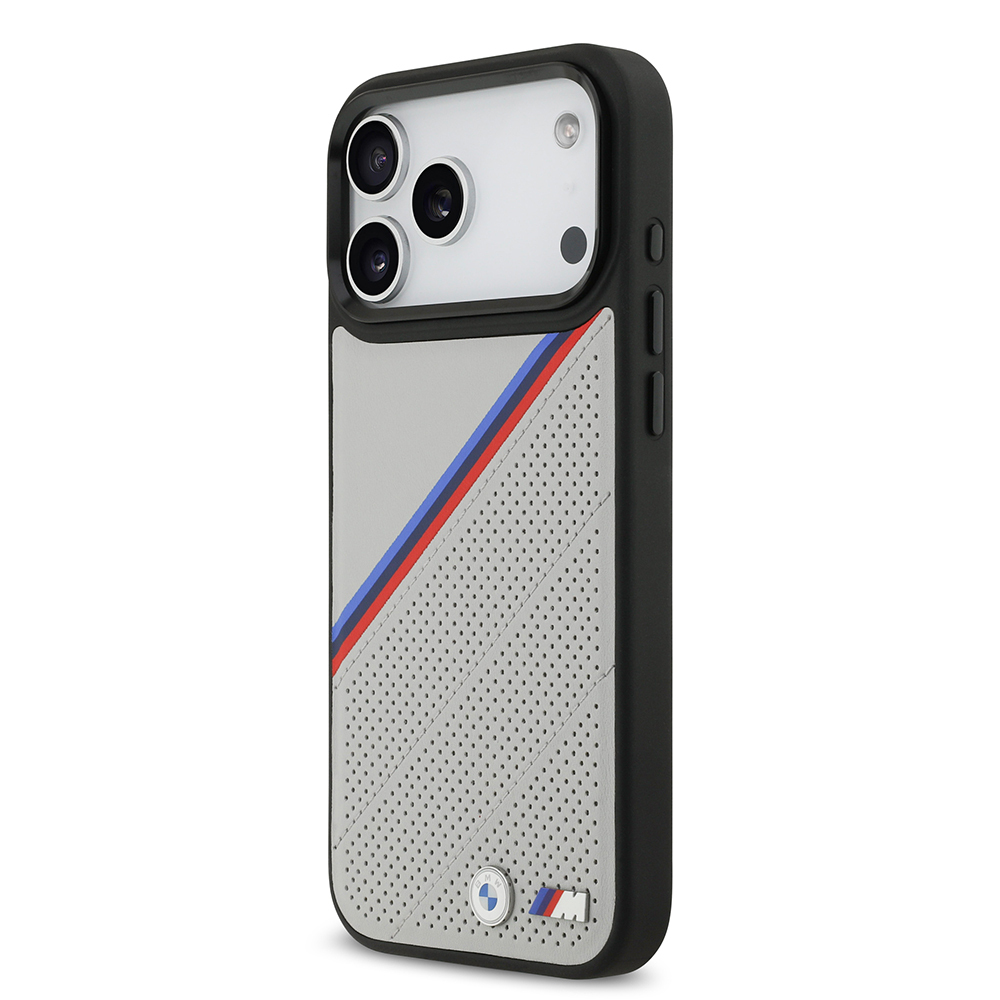 Apple iPhone 17 Pro Max Case BMW Original Licensed M-Safe Charging Feature M Logo Three Stripe Perforated Leather Cover - 10