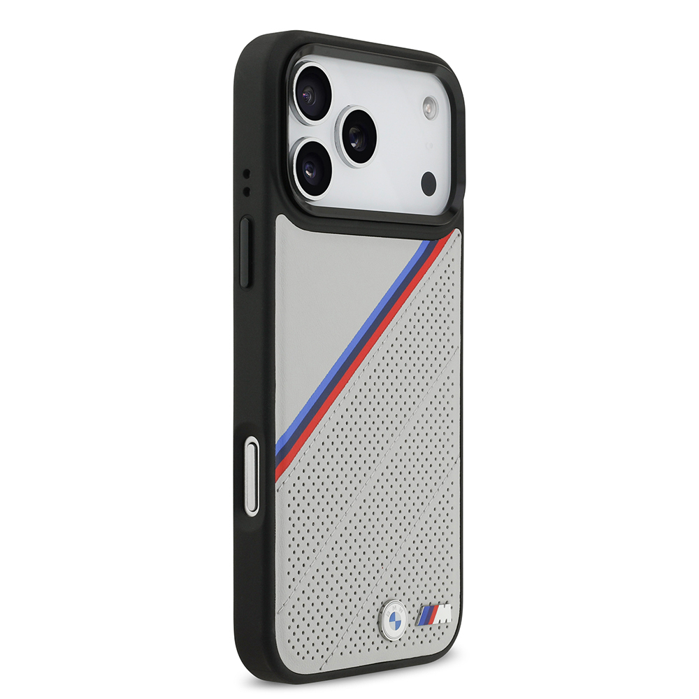 Apple iPhone 17 Pro Max Case BMW Original Licensed M-Safe Charging Feature M Logo Three Stripe Perforated Leather Cover - 12